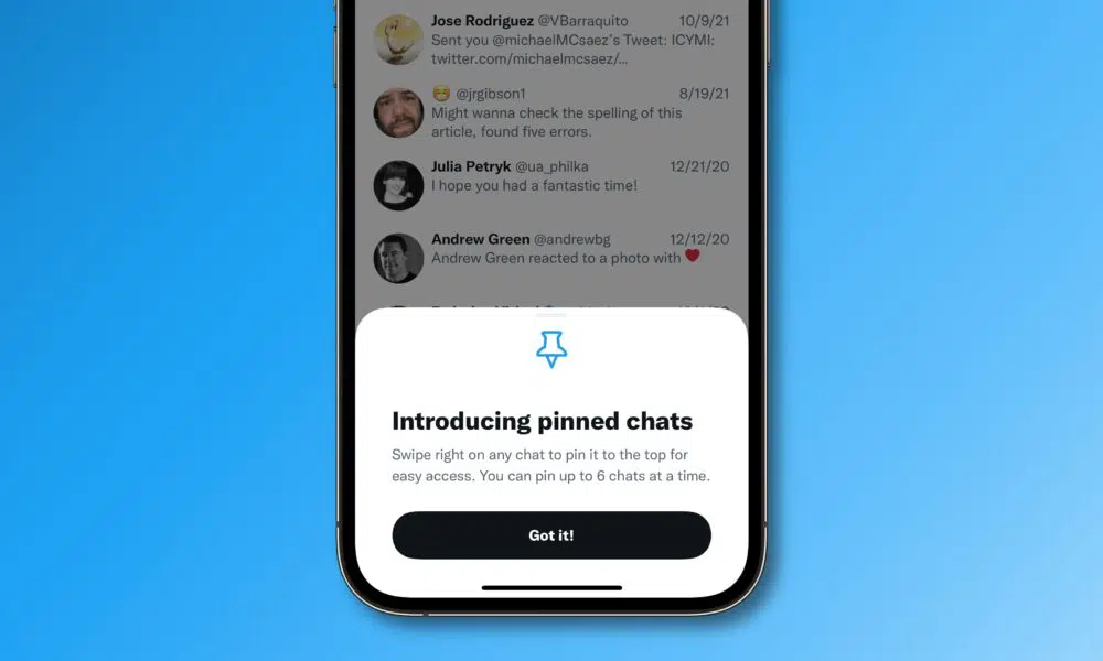 Twitter Pin Conversation Direct Messages inbox splash screen iPhone featured