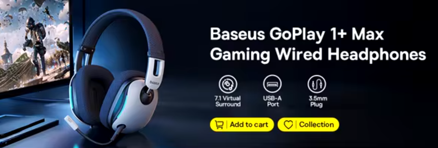 Baseus تكشف عن سماعة الألعاب GoPlay 1 Max بمحركات مزدوجة وأداء صوتي قوي