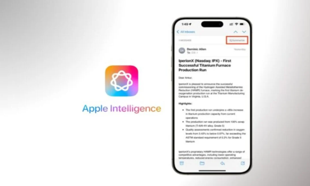 تلخيص رسائل البريد الإلكتروني باستخدام الذكاء الاصطناعي في iOS 18.1