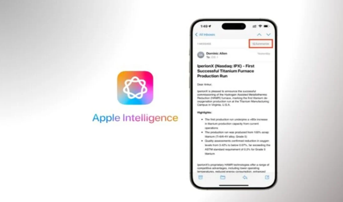 تلخيص رسائل البريد الإلكتروني باستخدام الذكاء الاصطناعي في iOS 18.1