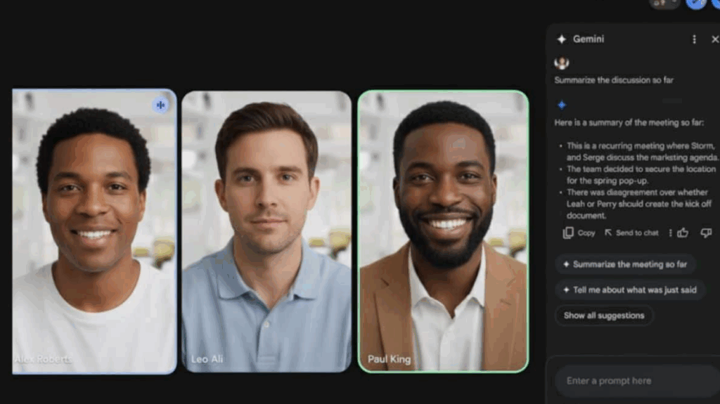 جوجل تطلق مساعد Gemini داخل Meet لتلخيص الاجتماعات وتحسين الإنتاجية 32 جوجل تطلق مساعد Gemini داخل Meet لتلخيص الاجتماعات وتحسين الإنتاجية