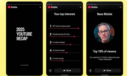 يوتيوب تطلق YouTube Recap تجربة تفاعلية جديدة لعرض ملخص المشاهدة السنوي للمستخدمين