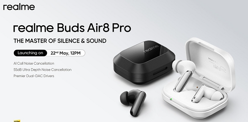 ريلمي تستعد لإطلاق Watch S5 وBuds Air8 Pro بمزايا متقدمة للصوت واللياقة